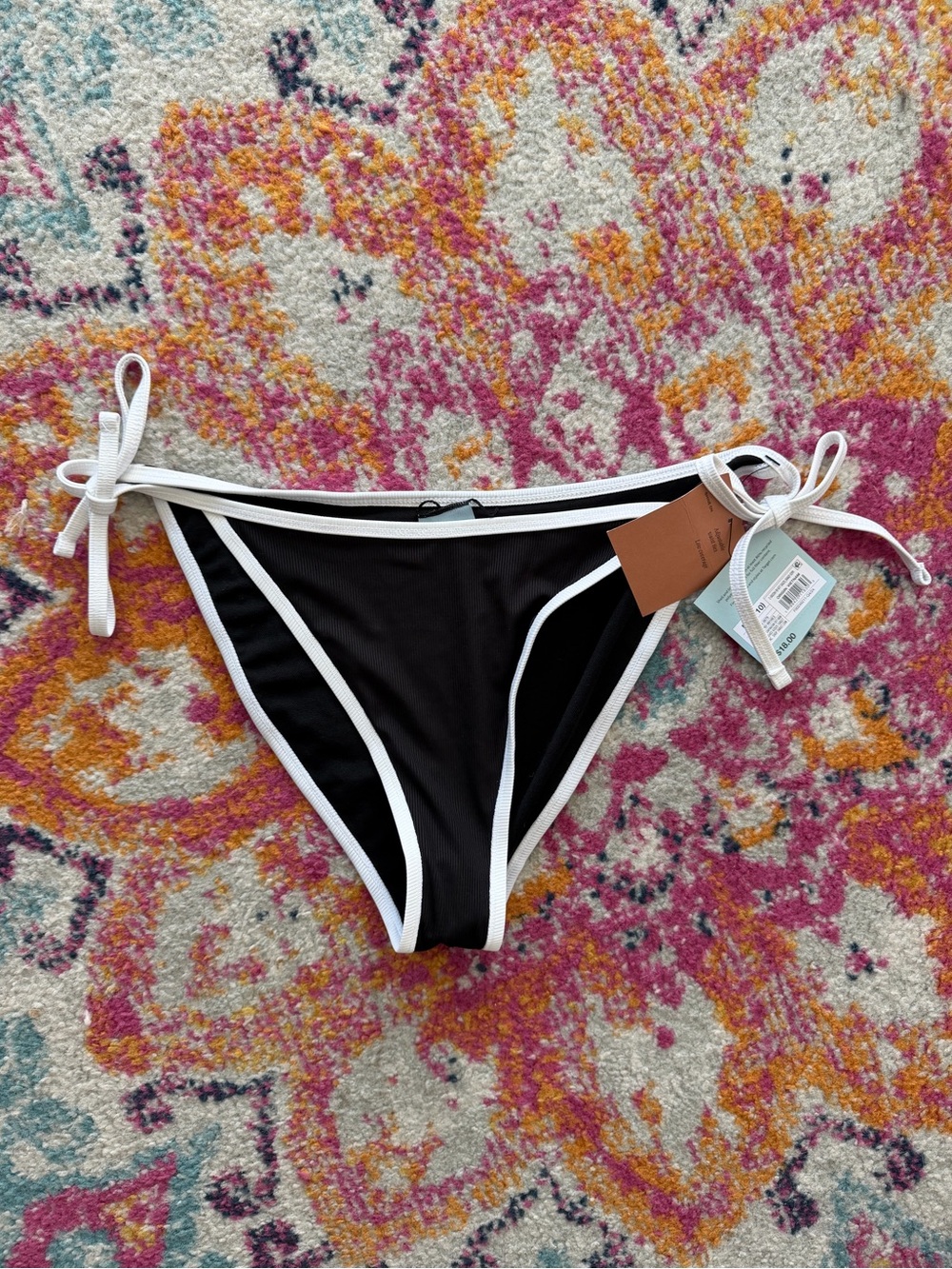 Shade & Shore Black and White Side-Tie Bikini Bottom